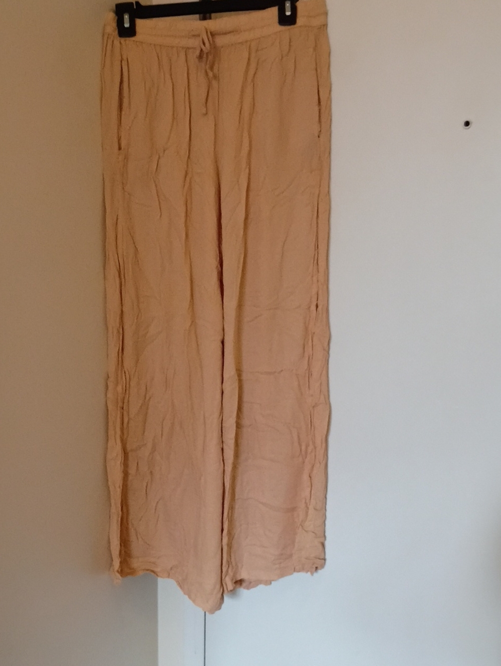 Light Peach Wide-Leg Drawstring Pants